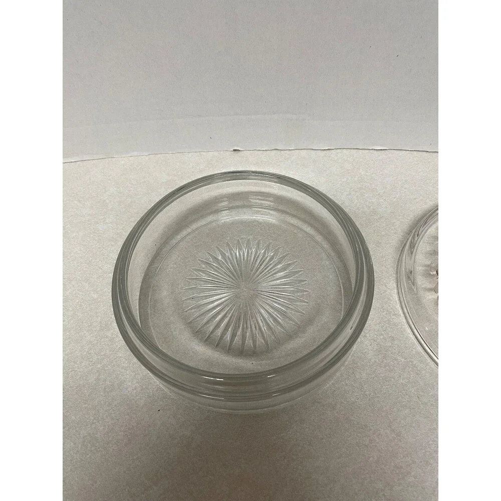 CLEAR GLASS TRINKET BOX WITH EMBOSSED FRUIT COVER 6